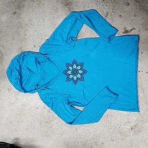 Life is good long sleeved hoodie tshirt blue mandala size medium